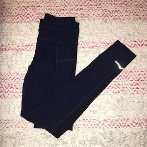 Gottex Blue + Black Mesh Detailed Active Leggings